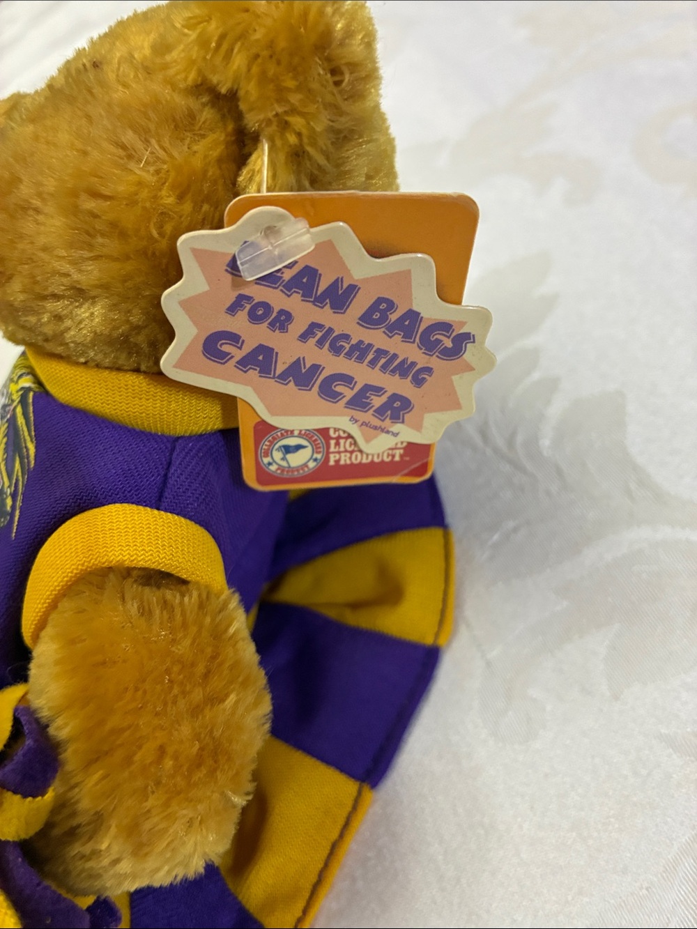 LSU Tigers Purple & Gold Cheerleader Bear Plush Bean Bag, Collegiate Licensed - Picture 3 of 8
